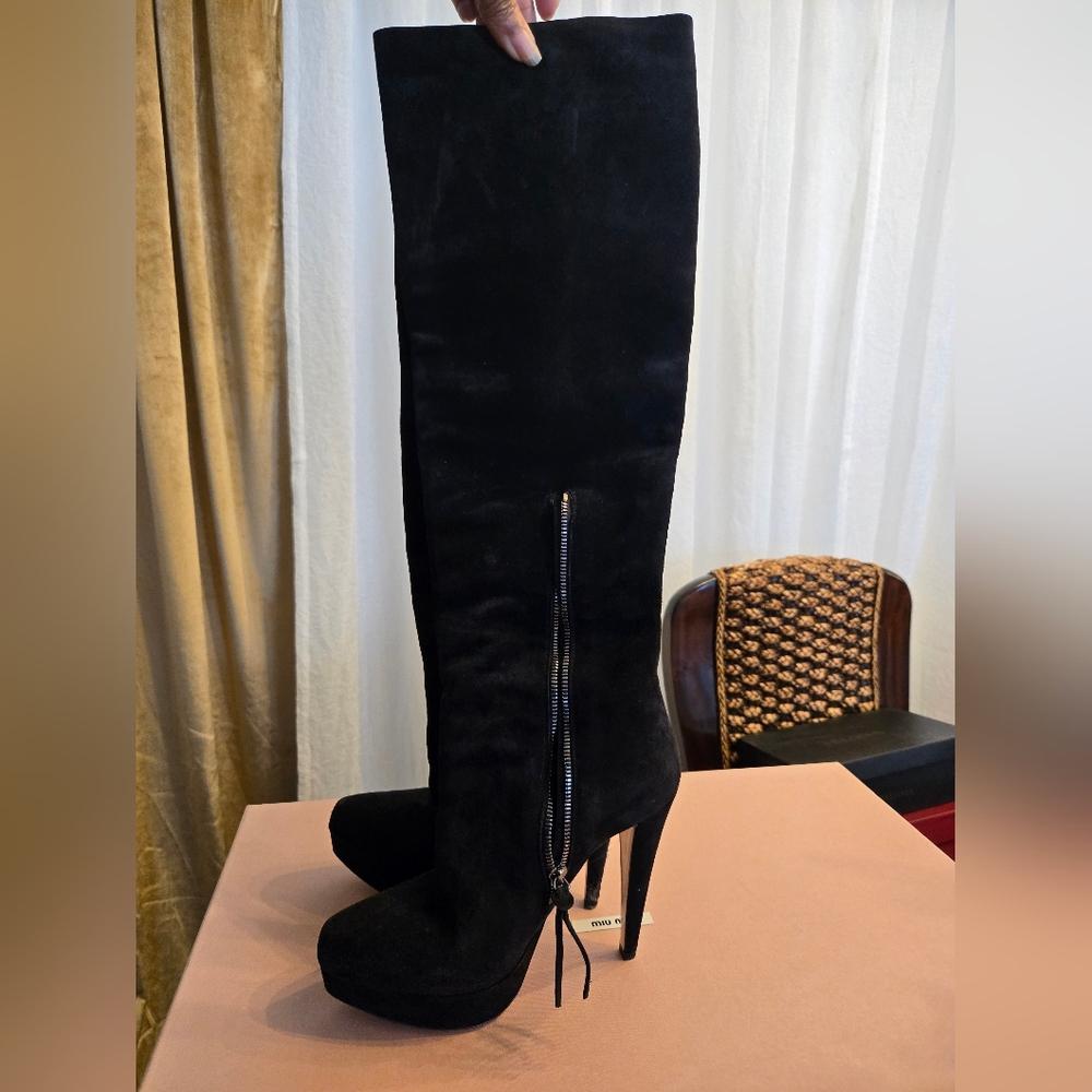Miu Miu Black Knee Boots